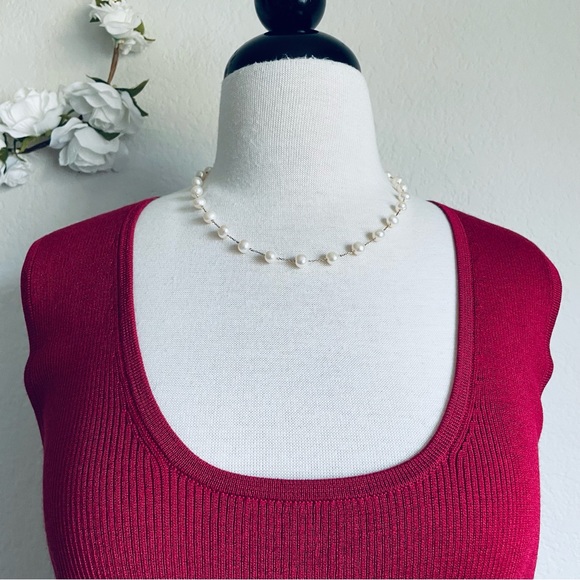 St. John Nautical Short Sleeve Blazer and St. John Red Knit Sleeveless Top SET - Picture 9 of 14